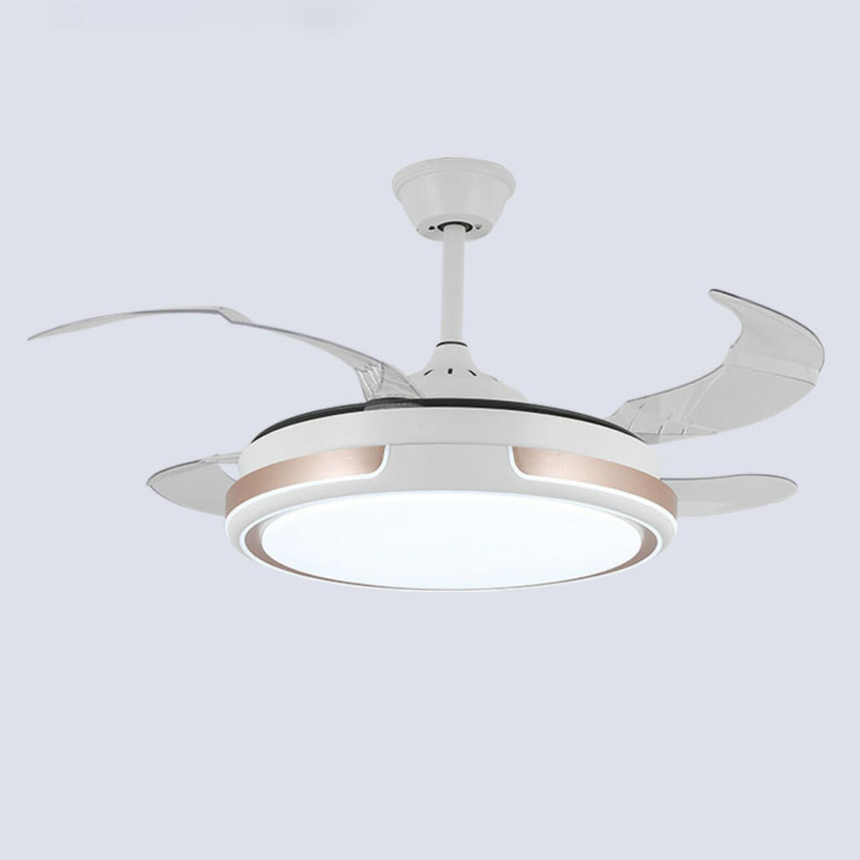 Modern Round Clear Blade Dimming Ceiling Fan with Light Image - 7