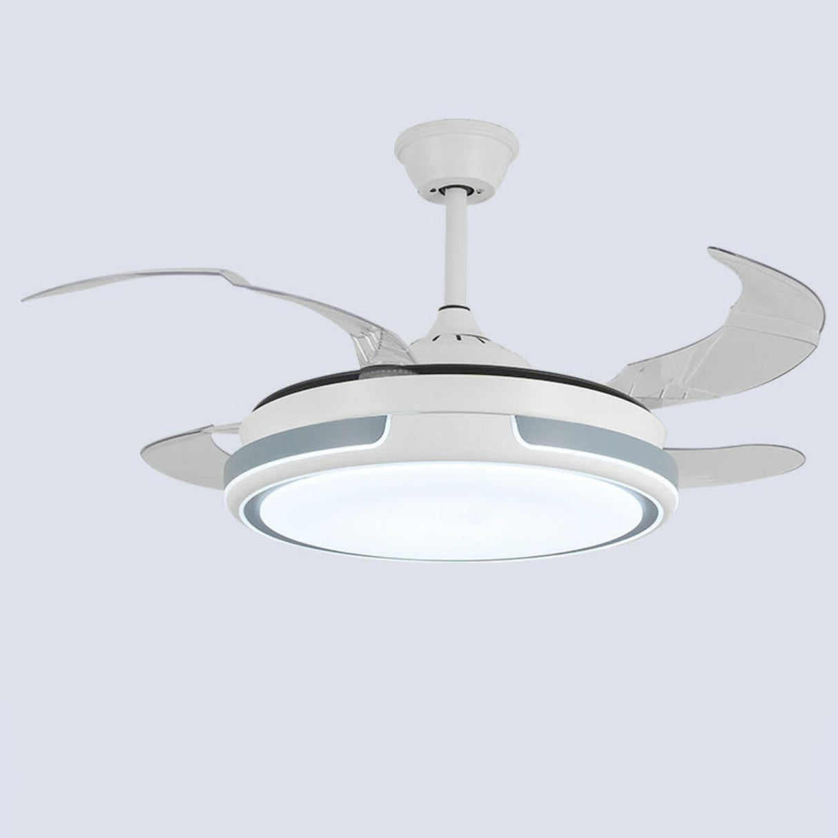Modern Round Clear Blade Dimming Ceiling Fan with Light Image - 8