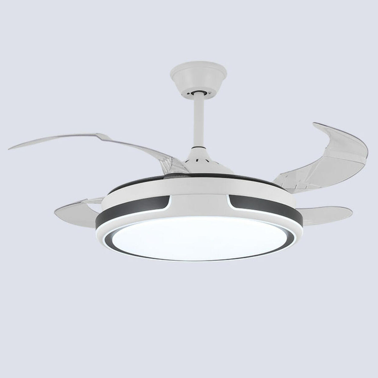 Modern Round Clear Blade Dimming Ceiling Fan with Light Image - 9
