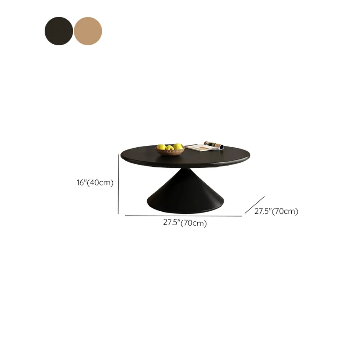 Modern Round Coffee Table Set, Wood Top & White Base Image - 17