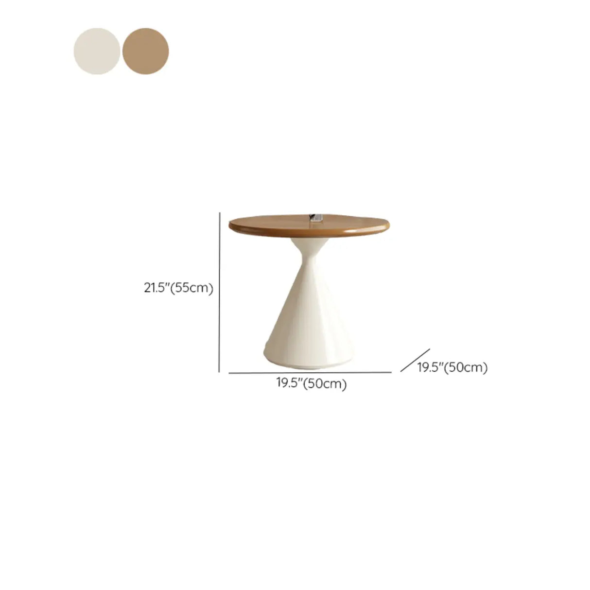 Modern Round Coffee Table Set, Wood Top & White Base Image - 18