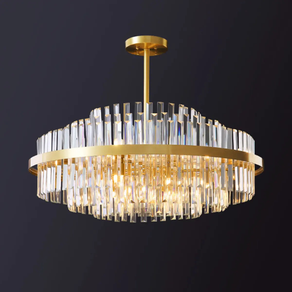 Modern Round Crystal Ceiling Brass Gold Chandelier Image - 10