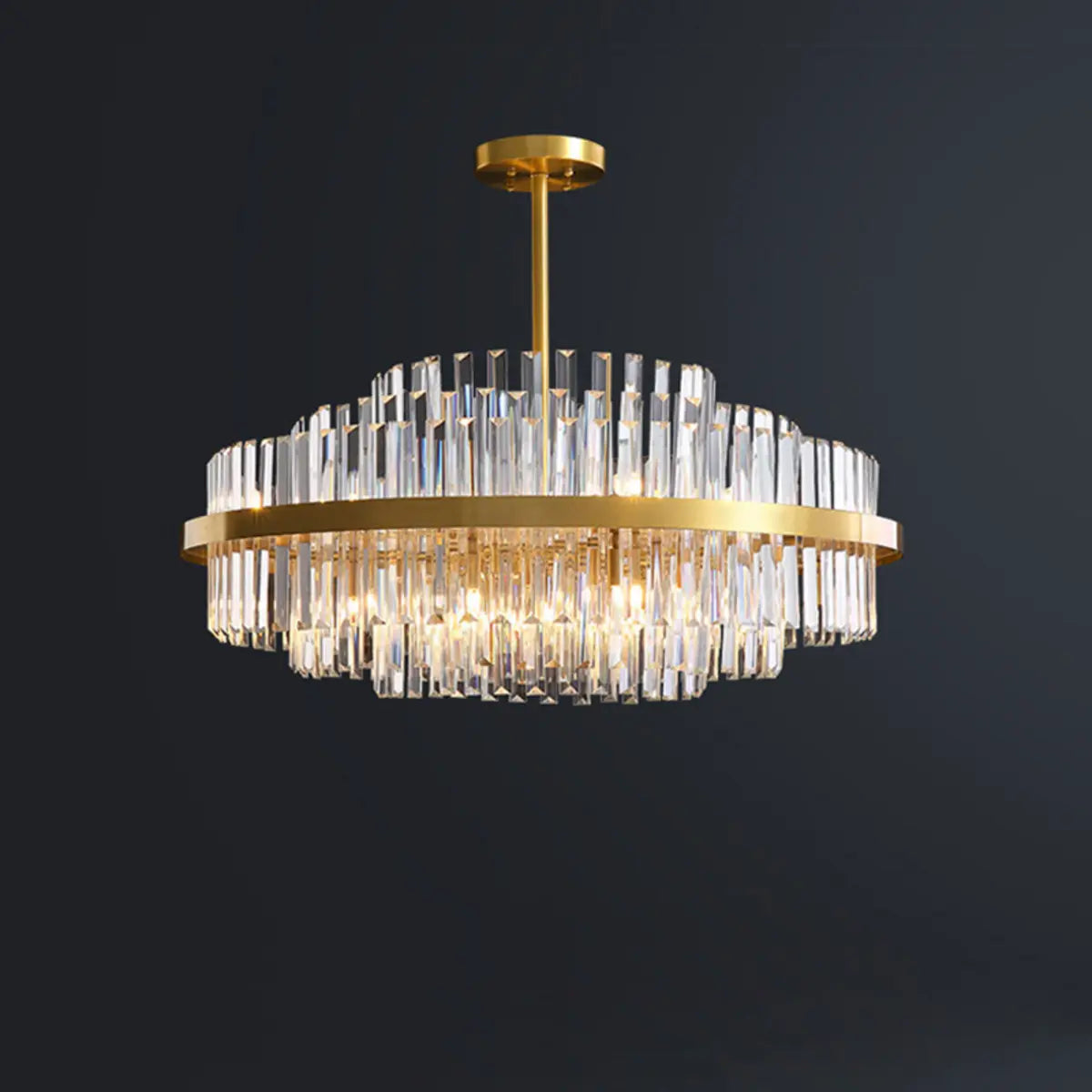 Modern Round Crystal Ceiling Brass Gold Chandelier Image - 11