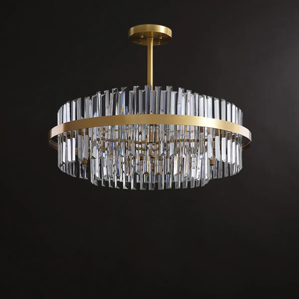Modern Round Crystal Ceiling Brass Gold Chandelier Image - 13