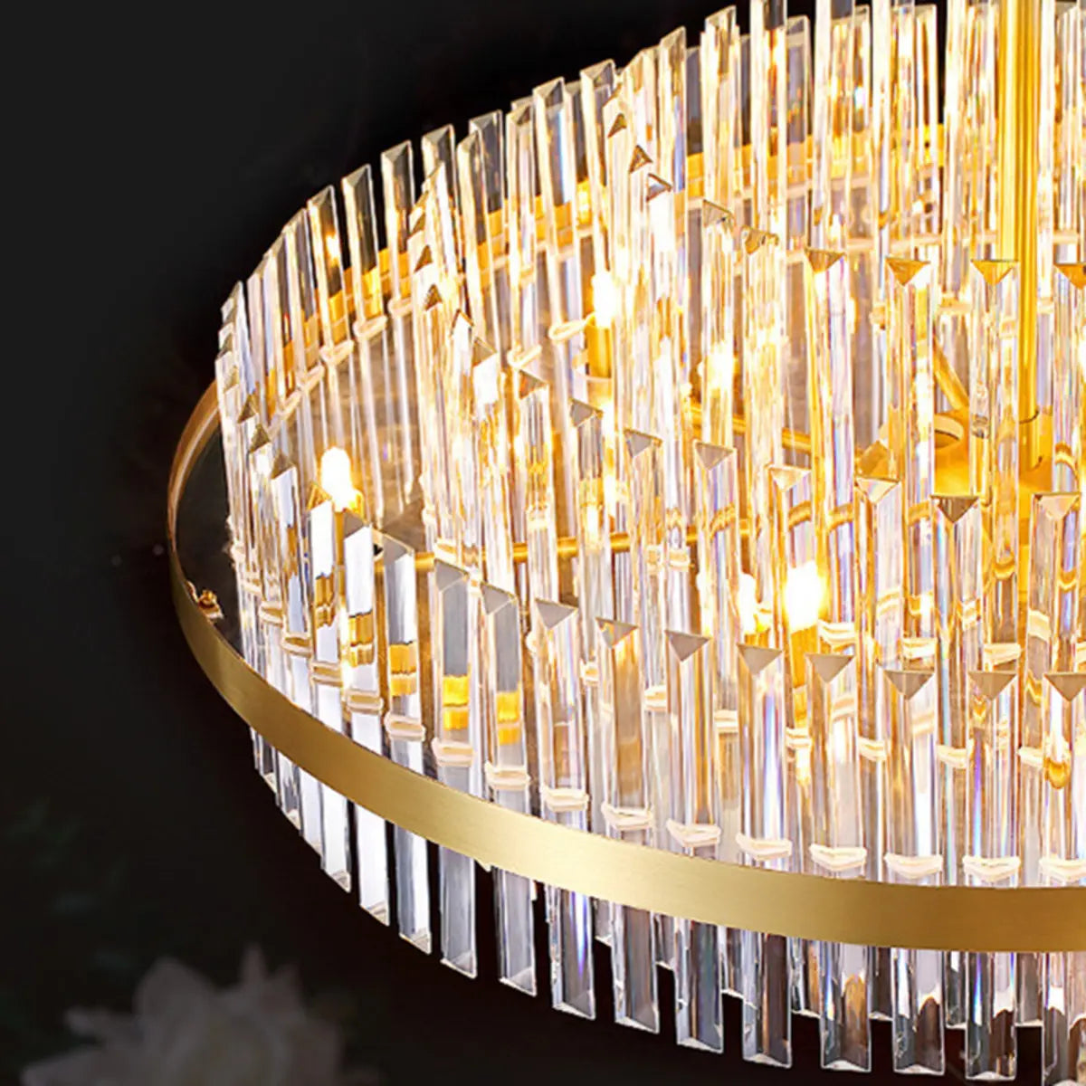 Modern Round Crystal Ceiling Brass Gold Chandelier Image - 14