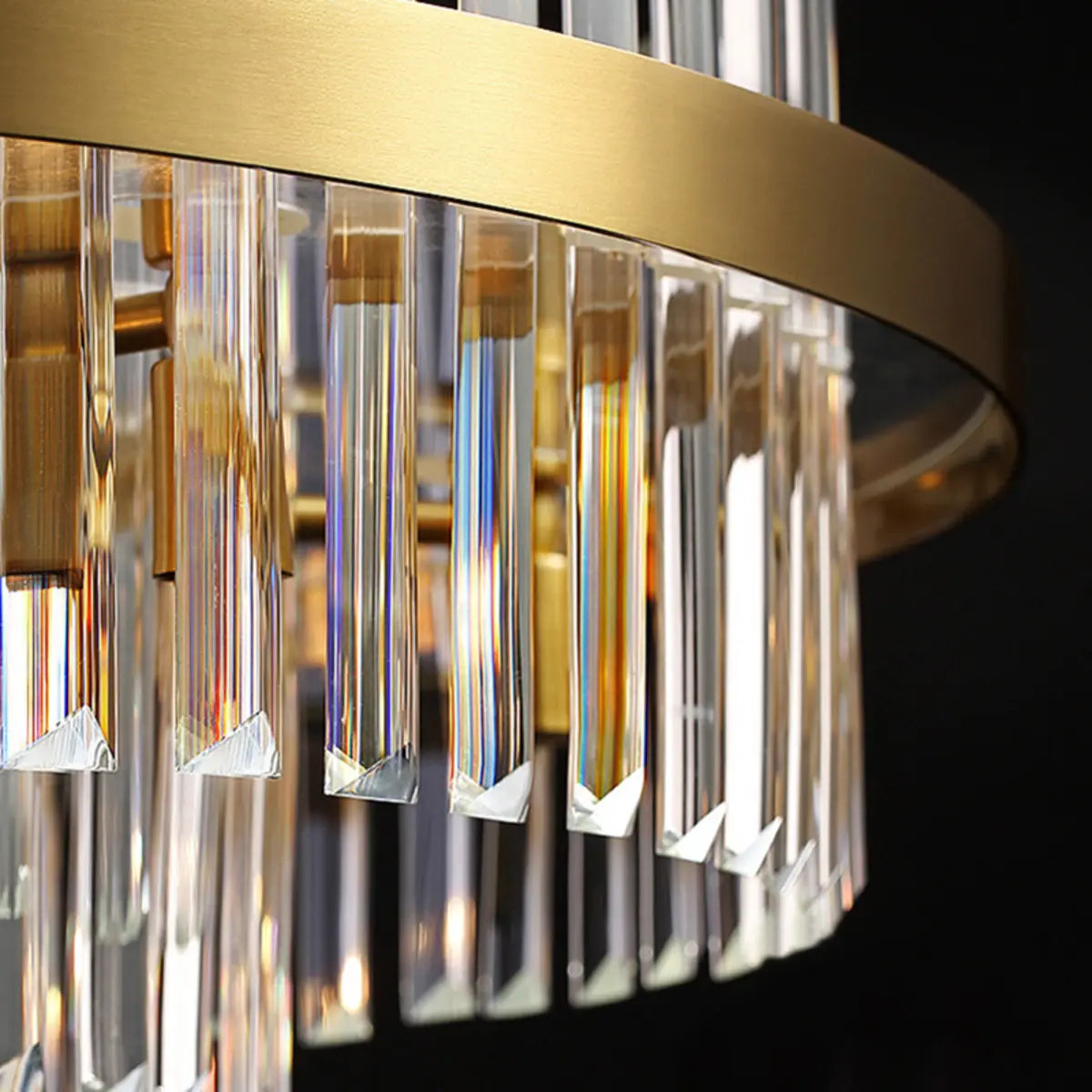 Modern Round Crystal Ceiling Brass Gold Chandelier Image - 15