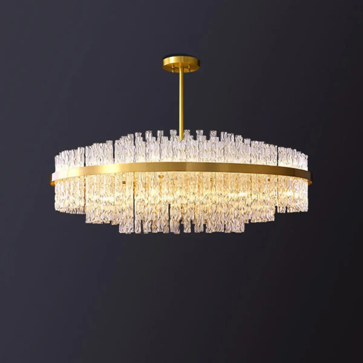 Modern Round Crystal Ceiling Brass Gold Chandelier Image - 5