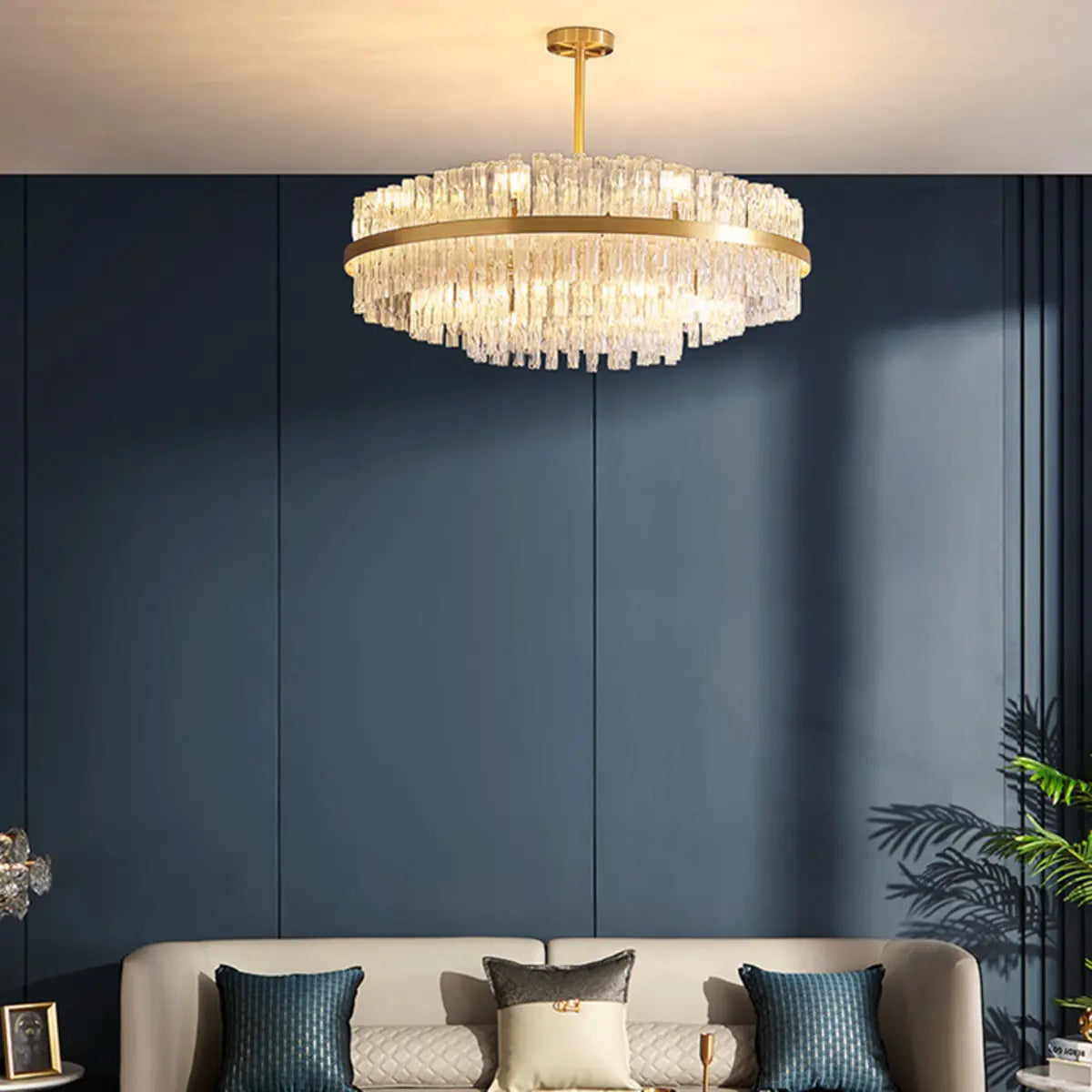 Modern Round Crystal Ceiling Brass Gold Chandelier Image - 7