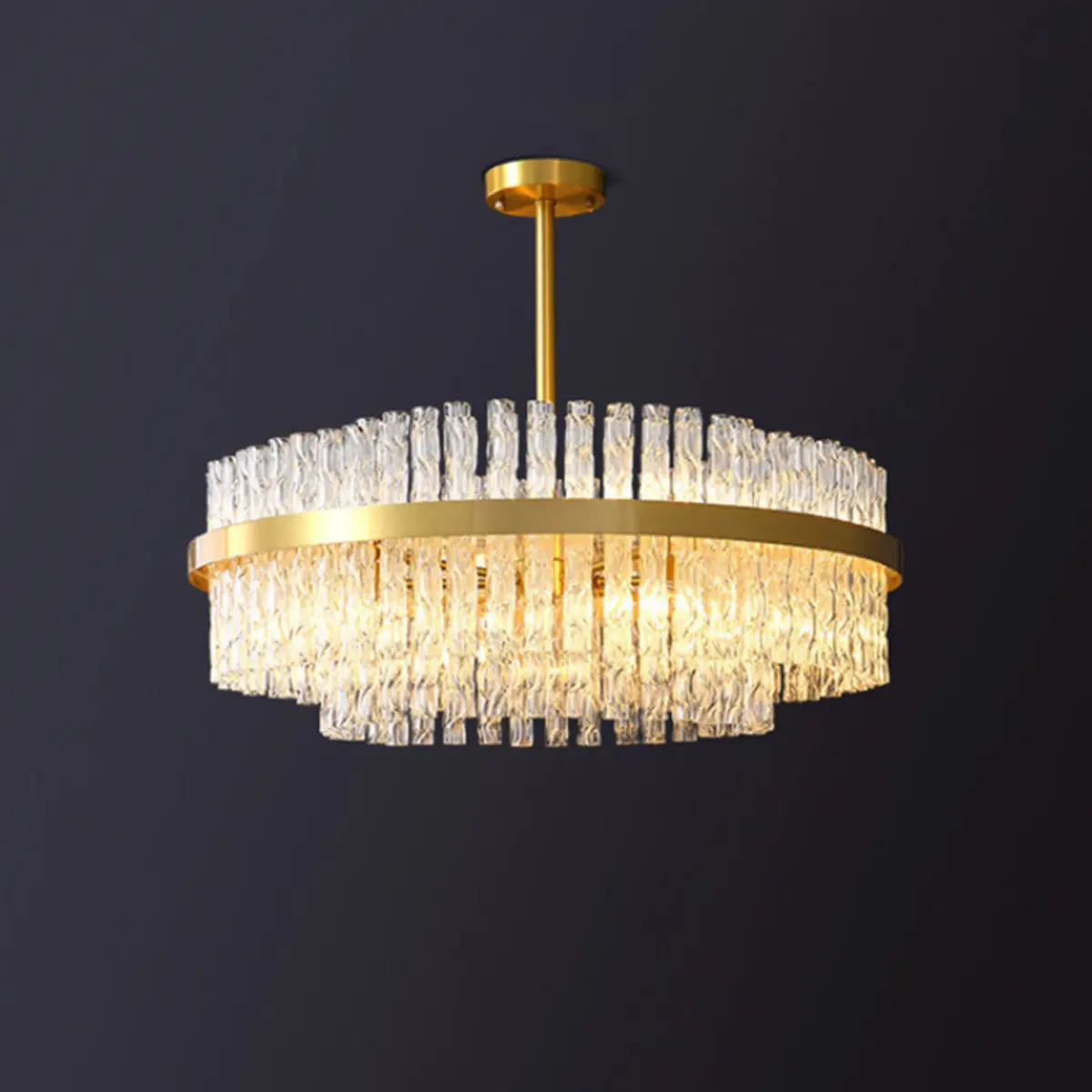 Modern Round Crystal Ceiling Brass Gold Chandelier Image - 8