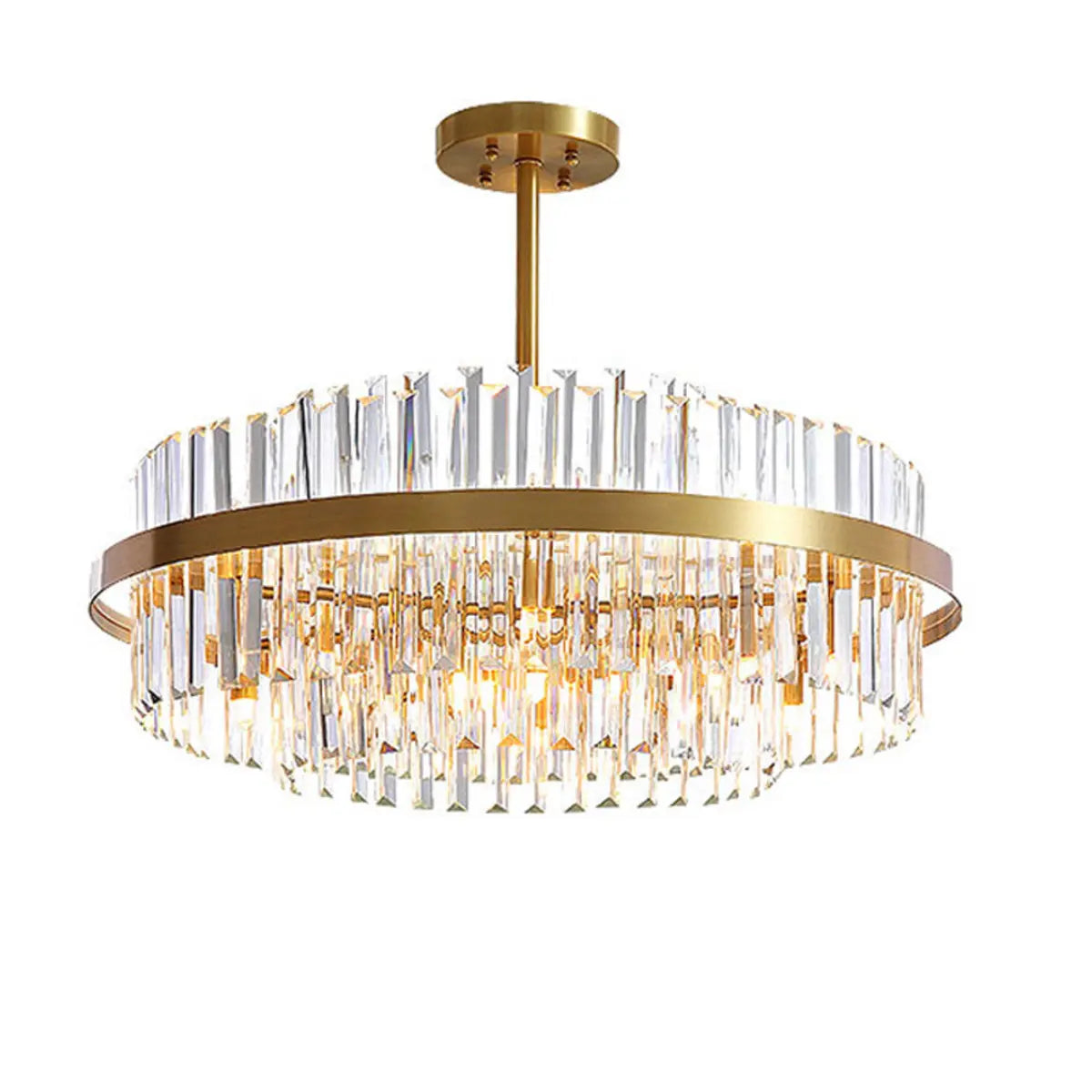 Modern Round Crystal Ceiling Brass Gold Chandelier Image - 9