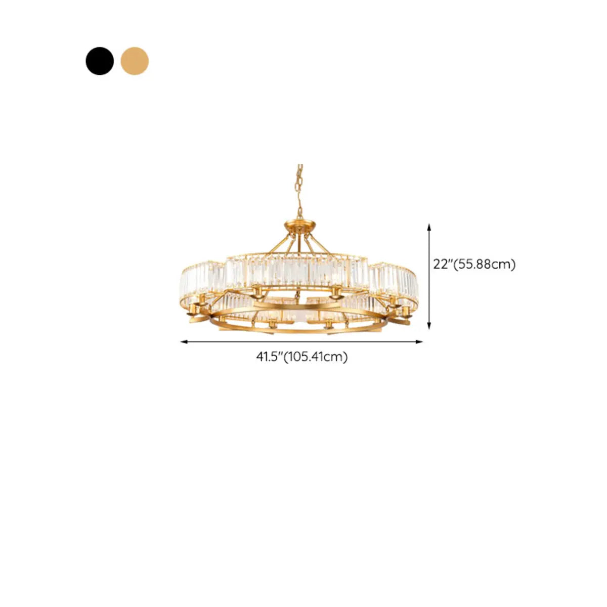 Contemporary Round Crystal Gold Living Room Chandelier Image - 19