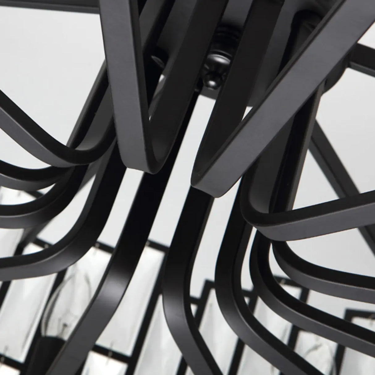 Modern Round Crystal Chandelier Living Room Black Image - 7