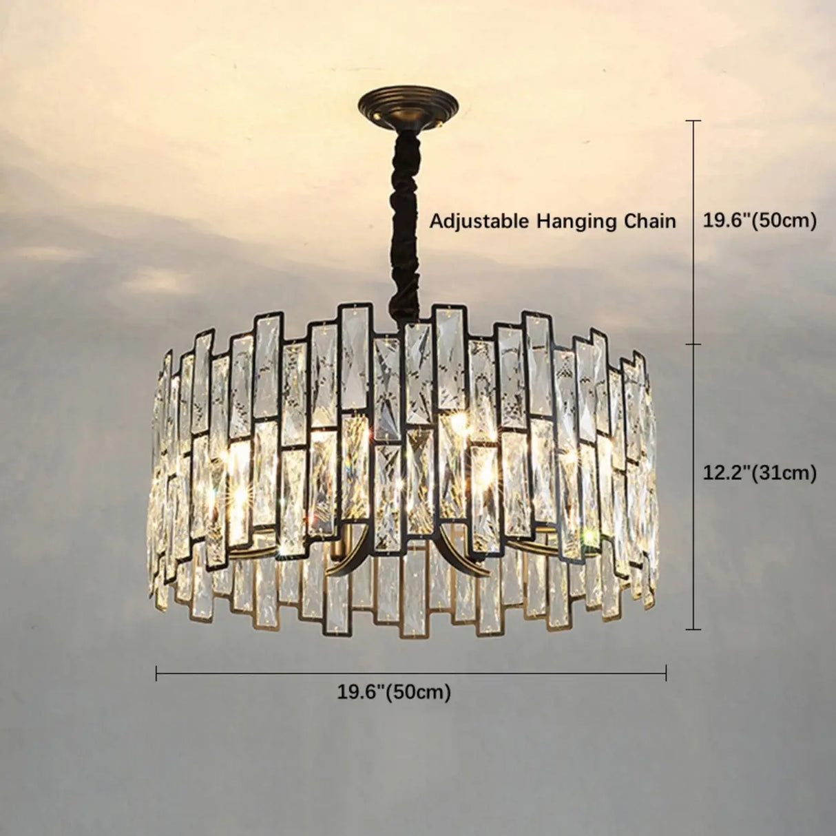 Modern Round Crystal Chandelier Living Room Black