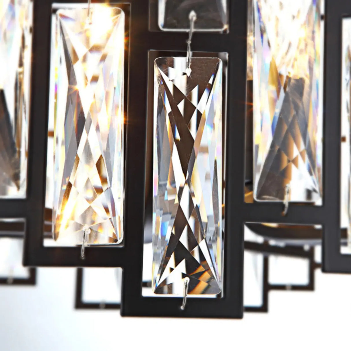 Modern Round Crystal Chandelier Living Room Black Image - 13