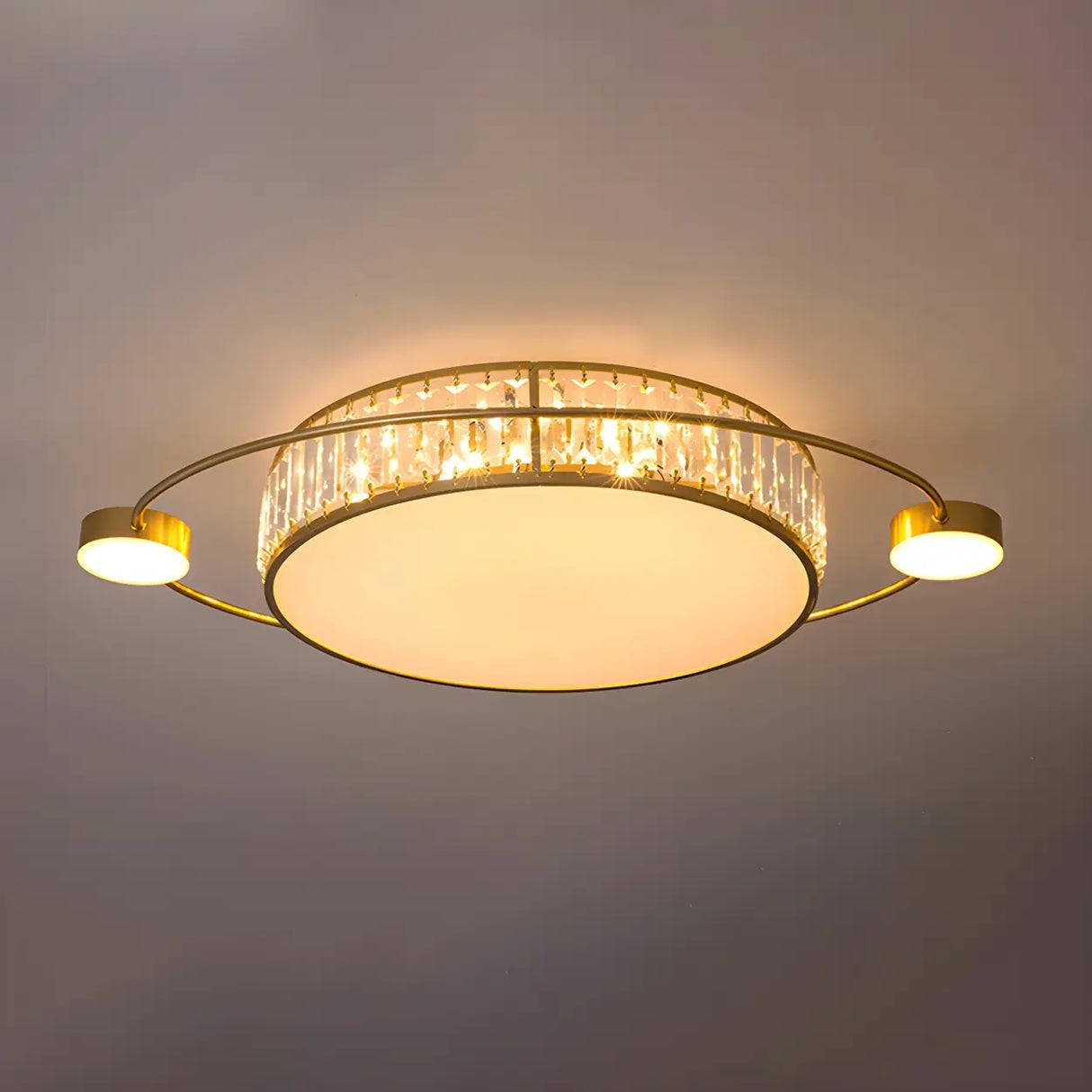 Modern Round Crystal Dimmable Flush Mount Ceiling Light Image - 11