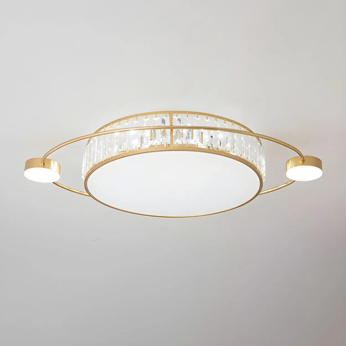 Modern Round Crystal Dimmable Flush Mount Ceiling Light Image - 12