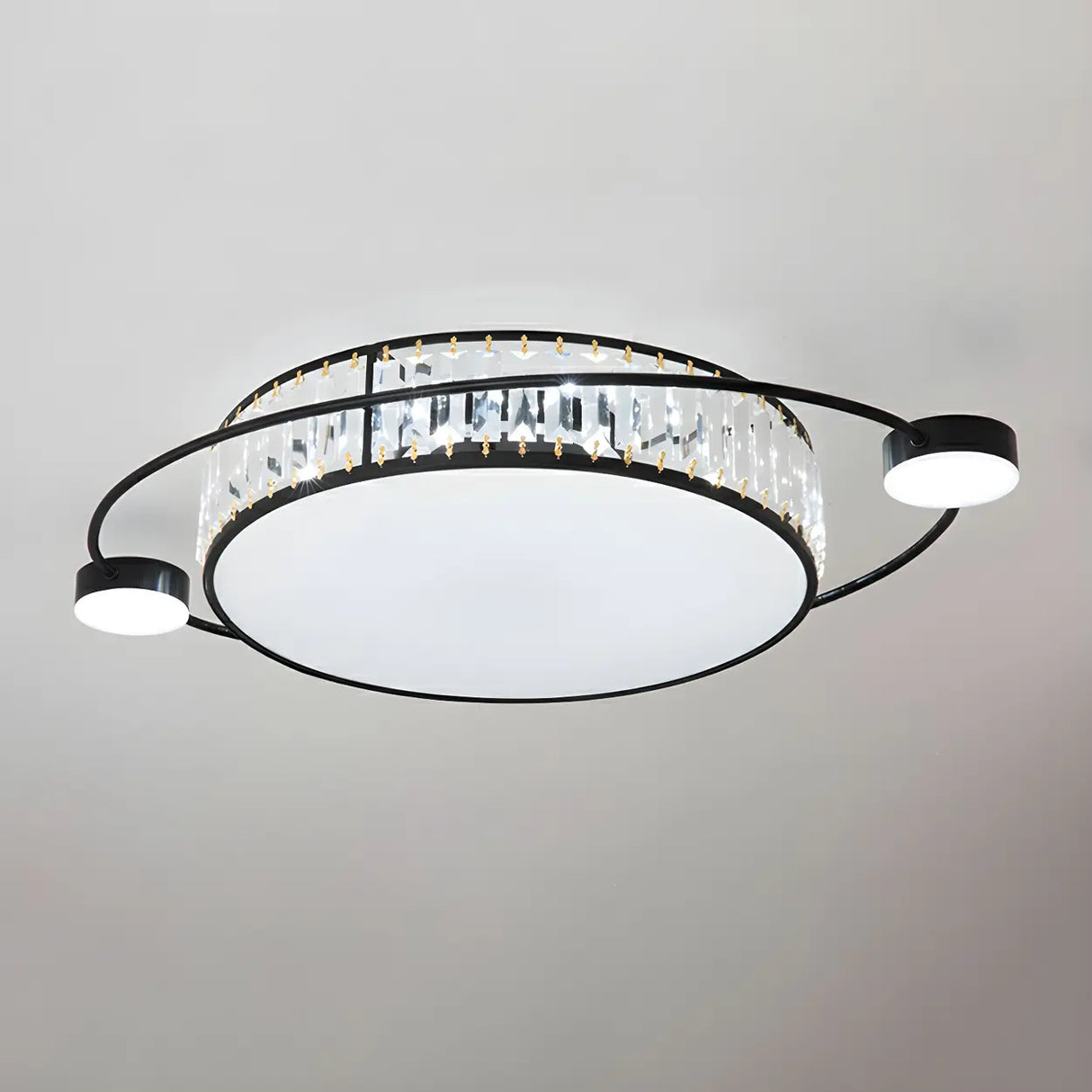 Modern Round Crystal Dimmable Flush Mount Ceiling Light Image - 13