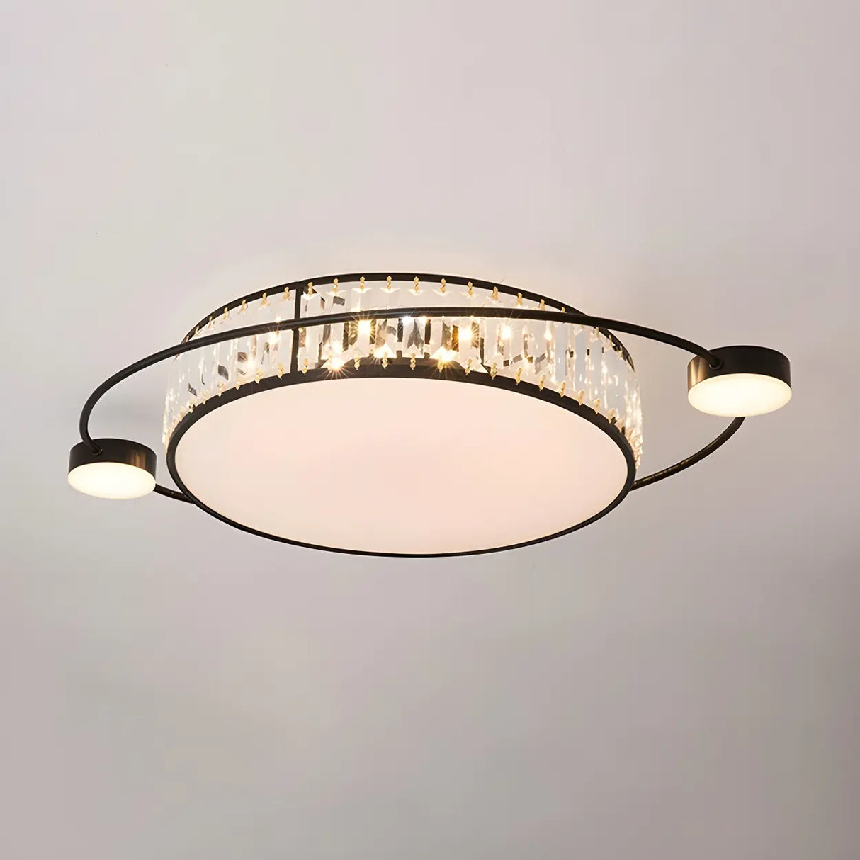 Modern Round Crystal Dimmable Flush Mount Ceiling Light Image - 3
