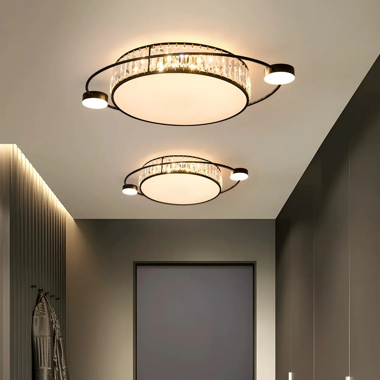 Modern Round Crystal Dimmable Flush Mount Ceiling Light Image - 4