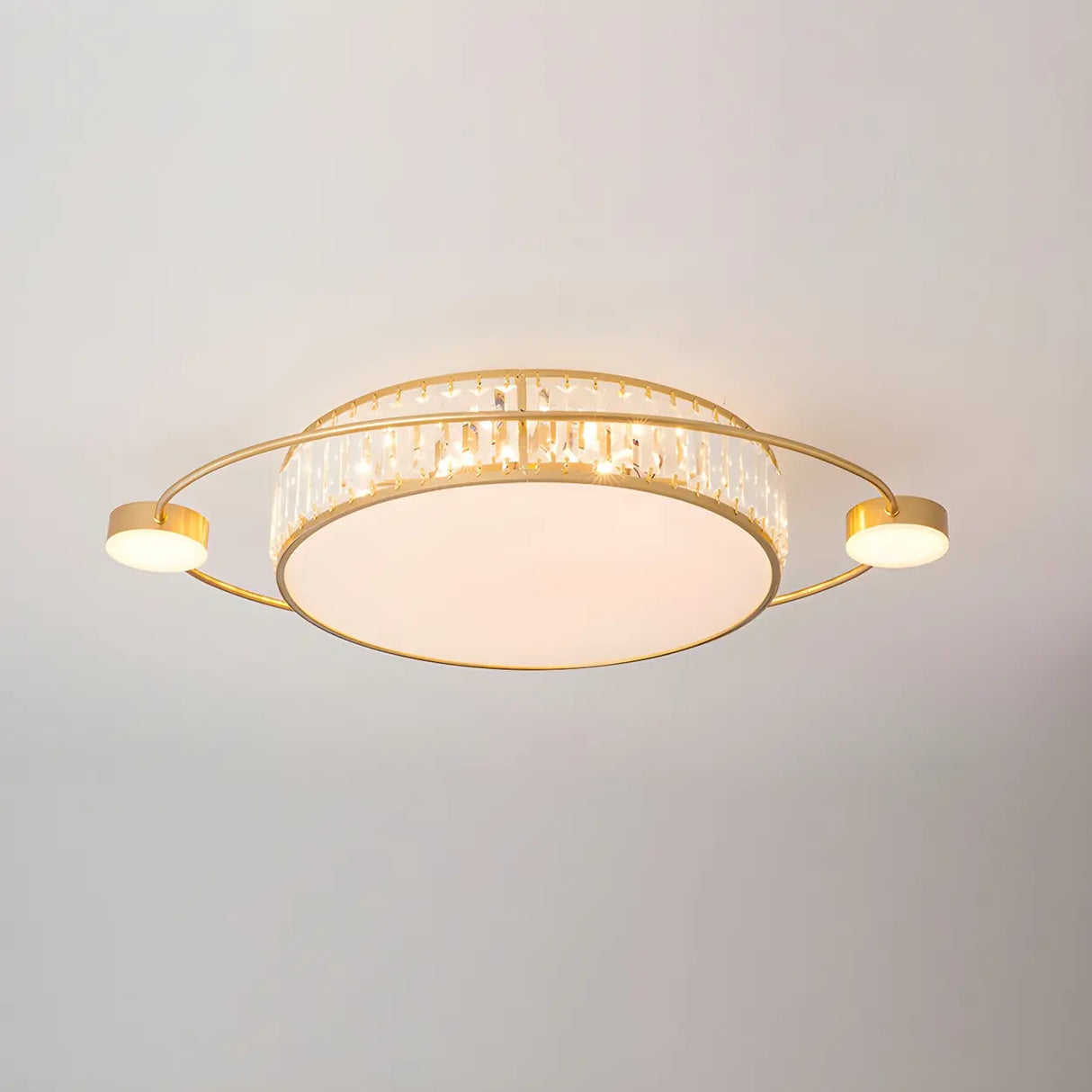 Modern Round Crystal Dimmable Flush Mount Ceiling Light Image - 5