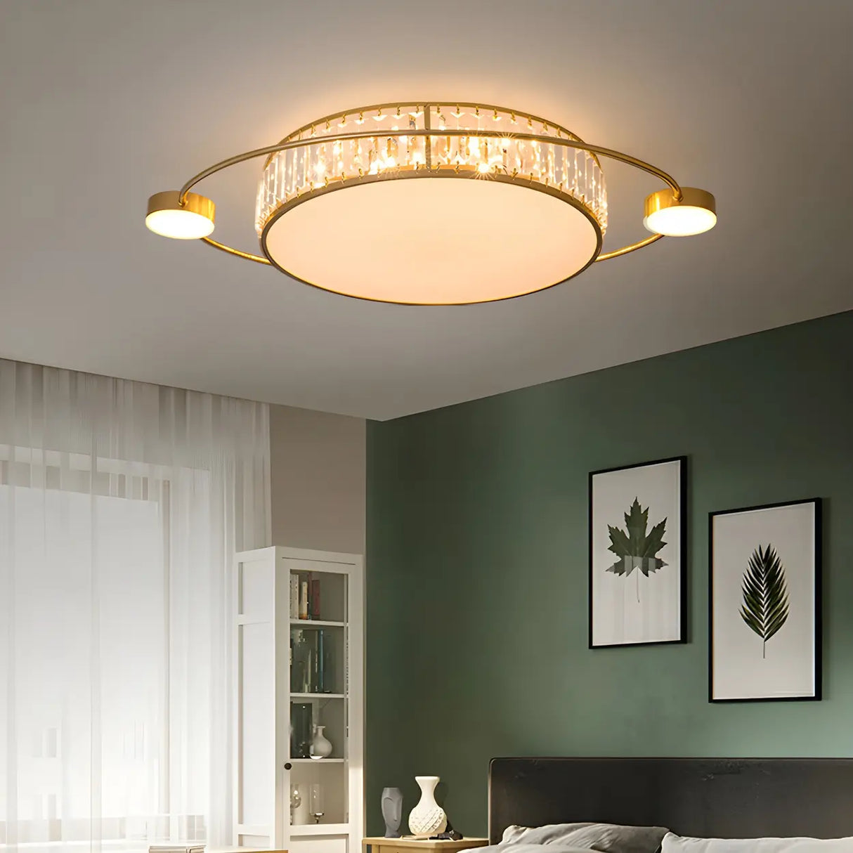 Modern Round Crystal Dimmable Flush Mount Ceiling Light Image - 6