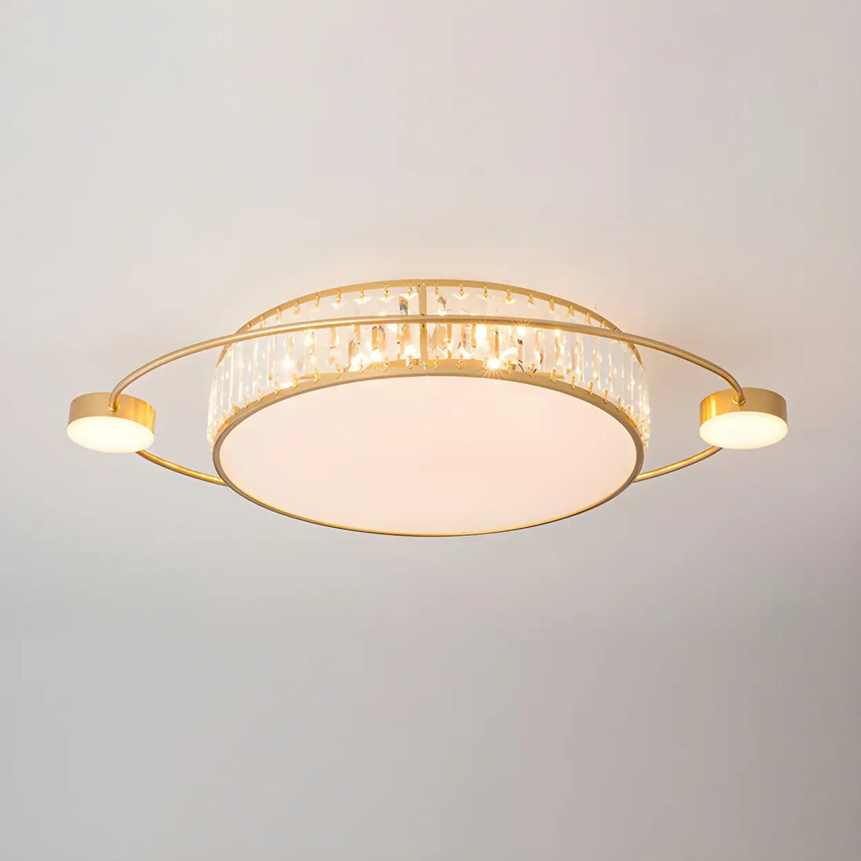 Modern Round Crystal Dimmable Flush Mount Ceiling Light Image - 7