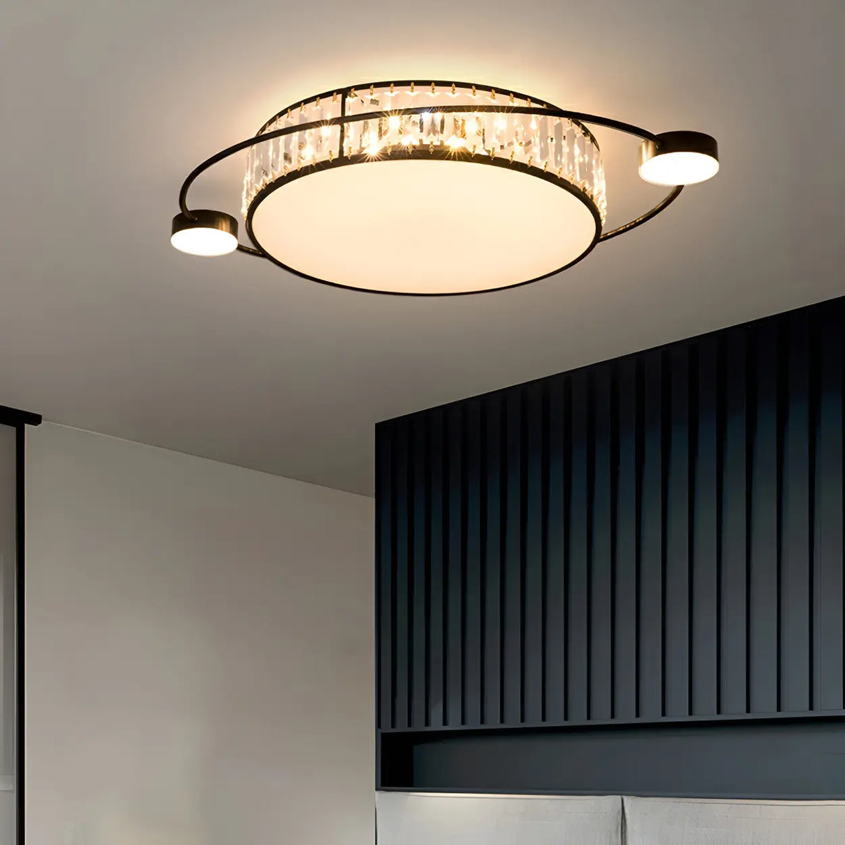 Modern Round Crystal Dimmable Flush Mount Ceiling Light Image - 8