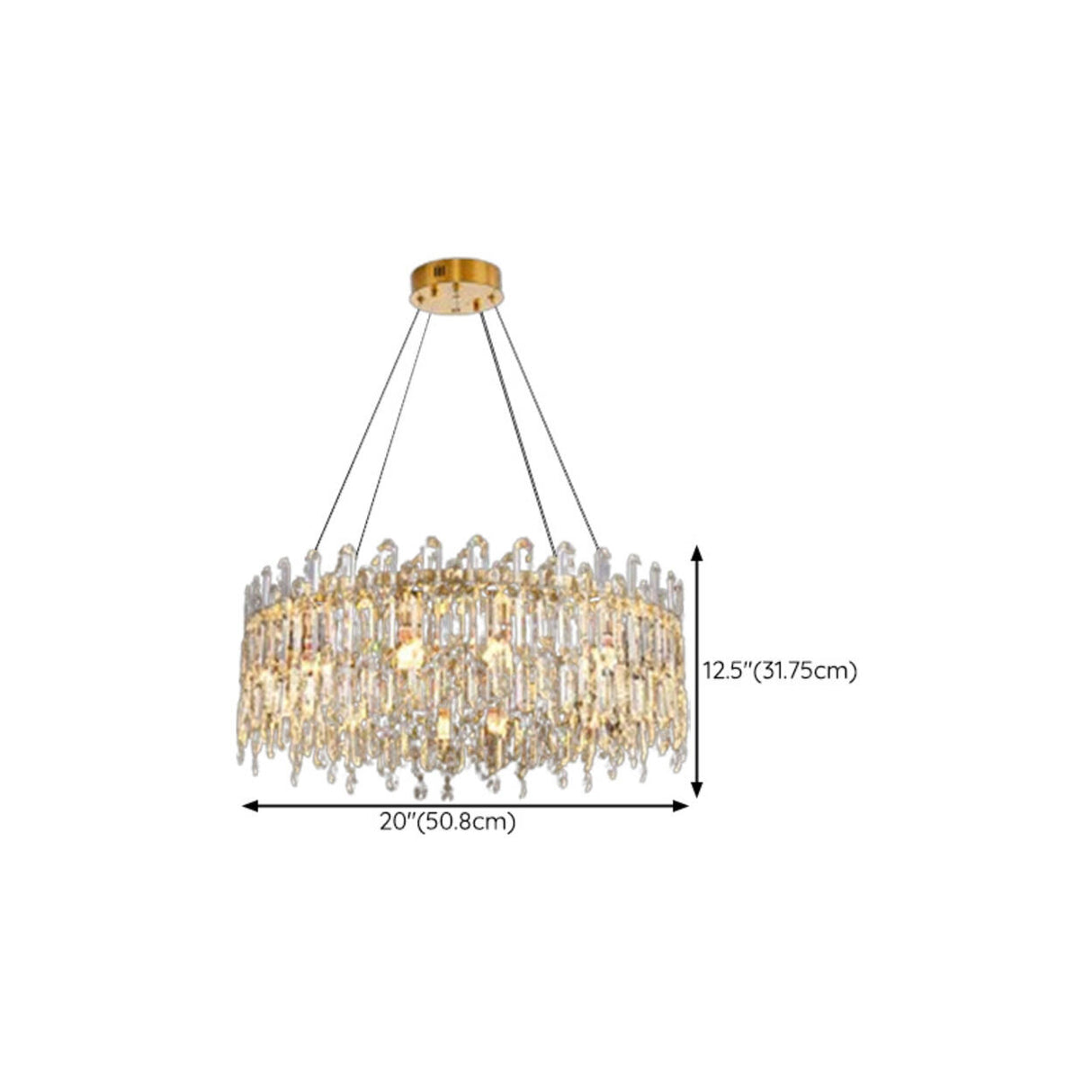 Modern Round Crystal Pendant Chandelier Adjustable Height
