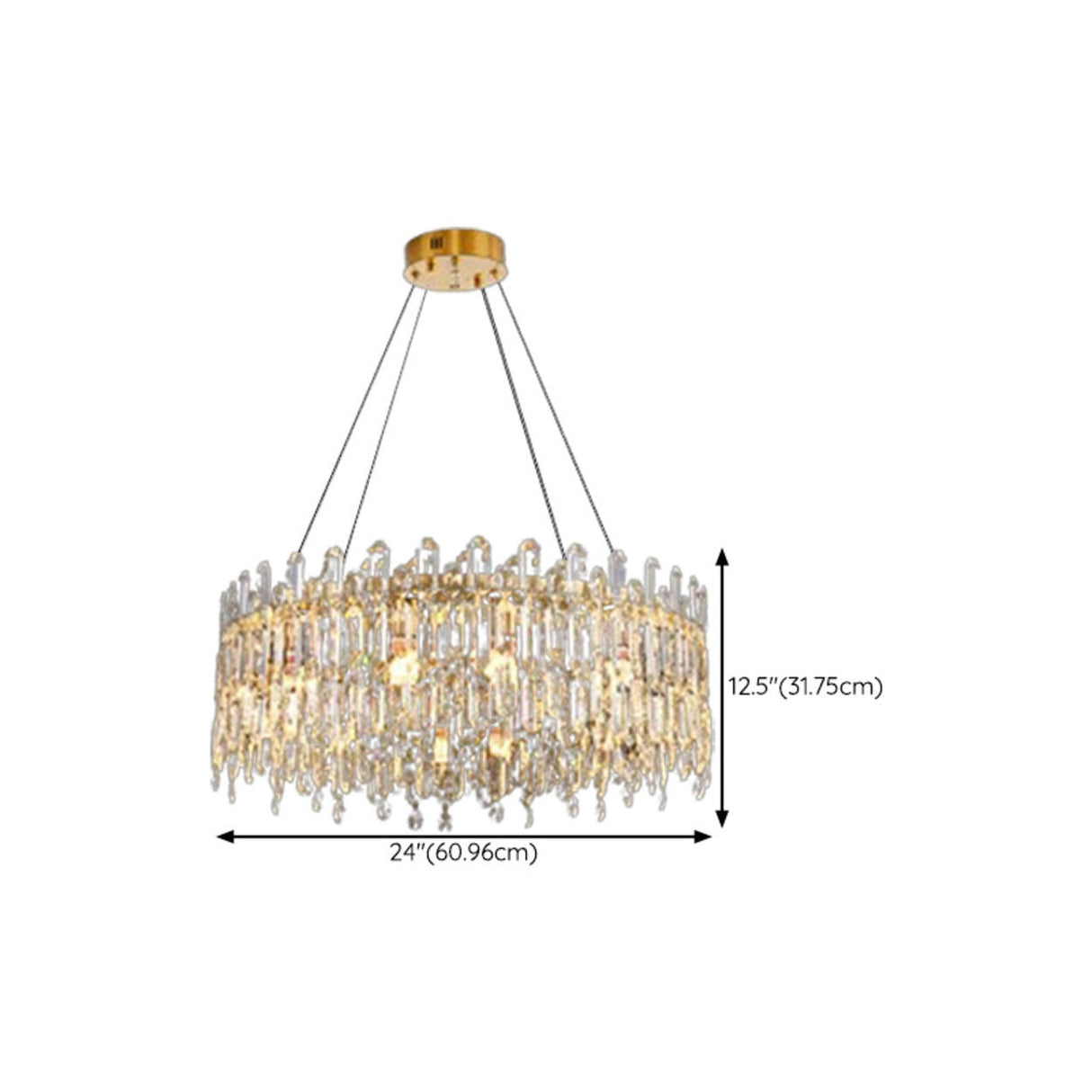 Modern Round Crystal Pendant Chandelier Adjustable Height Image - 15
