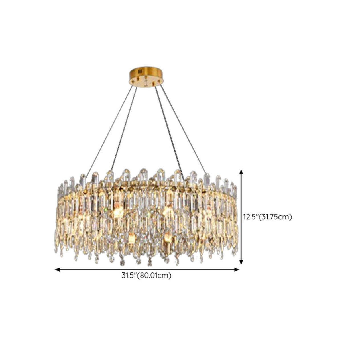 Modern Round Crystal Pendant Chandelier Adjustable Height Image - 16