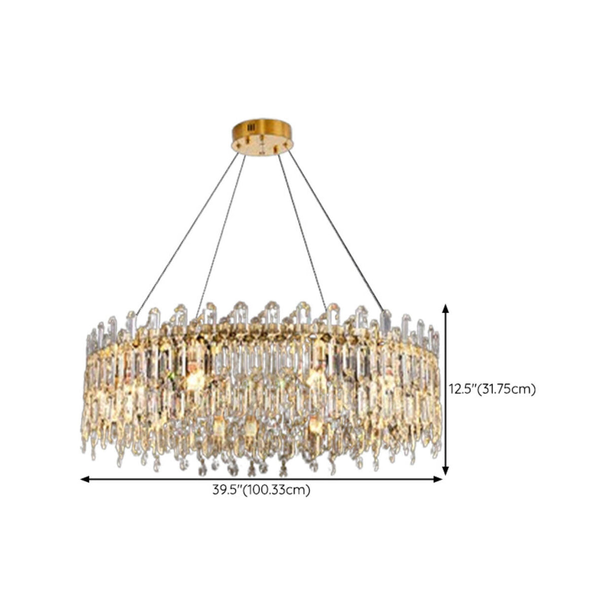 Modern Round Crystal Pendant Chandelier Adjustable Height Image - 17