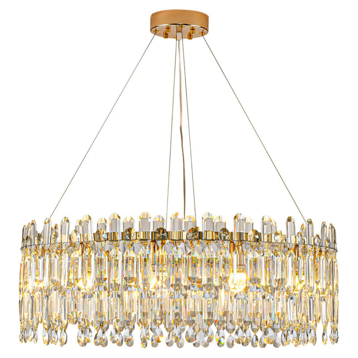 Modern Round Crystal Pendant Chandelier Adjustable Height Image - 5