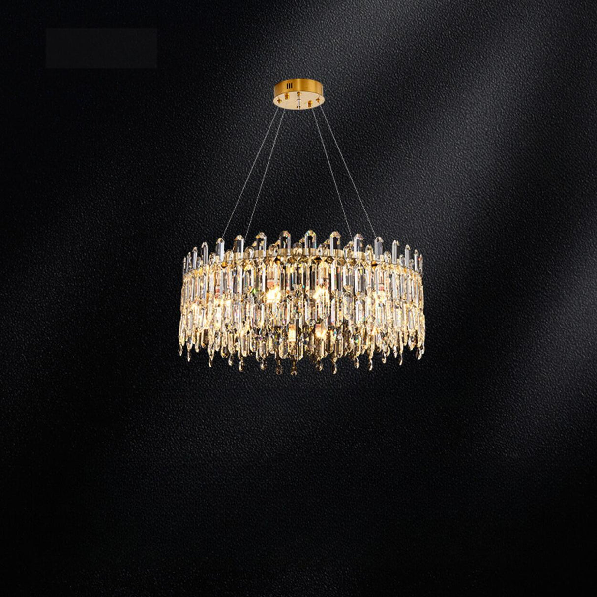 Modern Round Crystal Pendant Chandelier Adjustable Height Image - 6