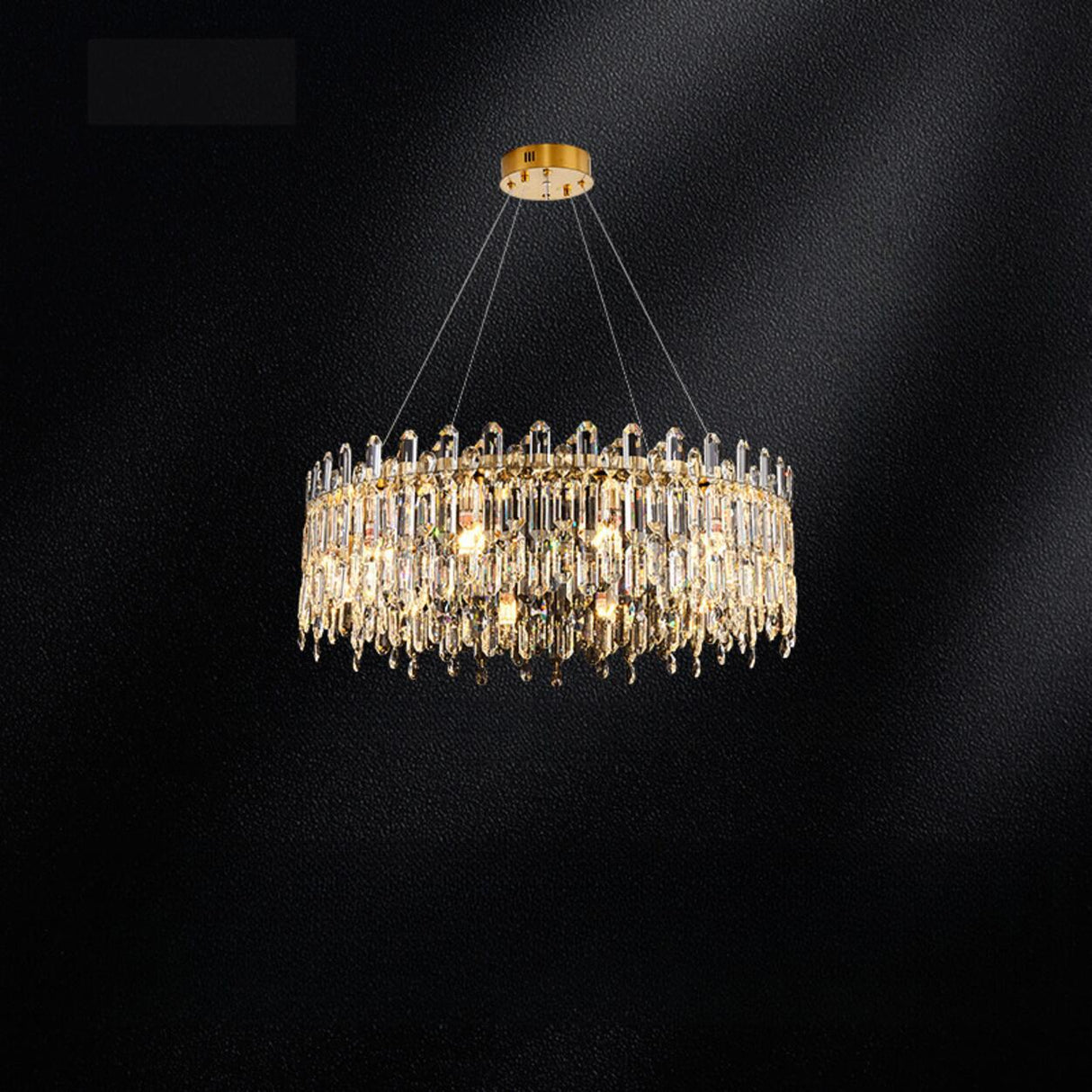 Modern Round Crystal Pendant Chandelier Adjustable Height Image - 7