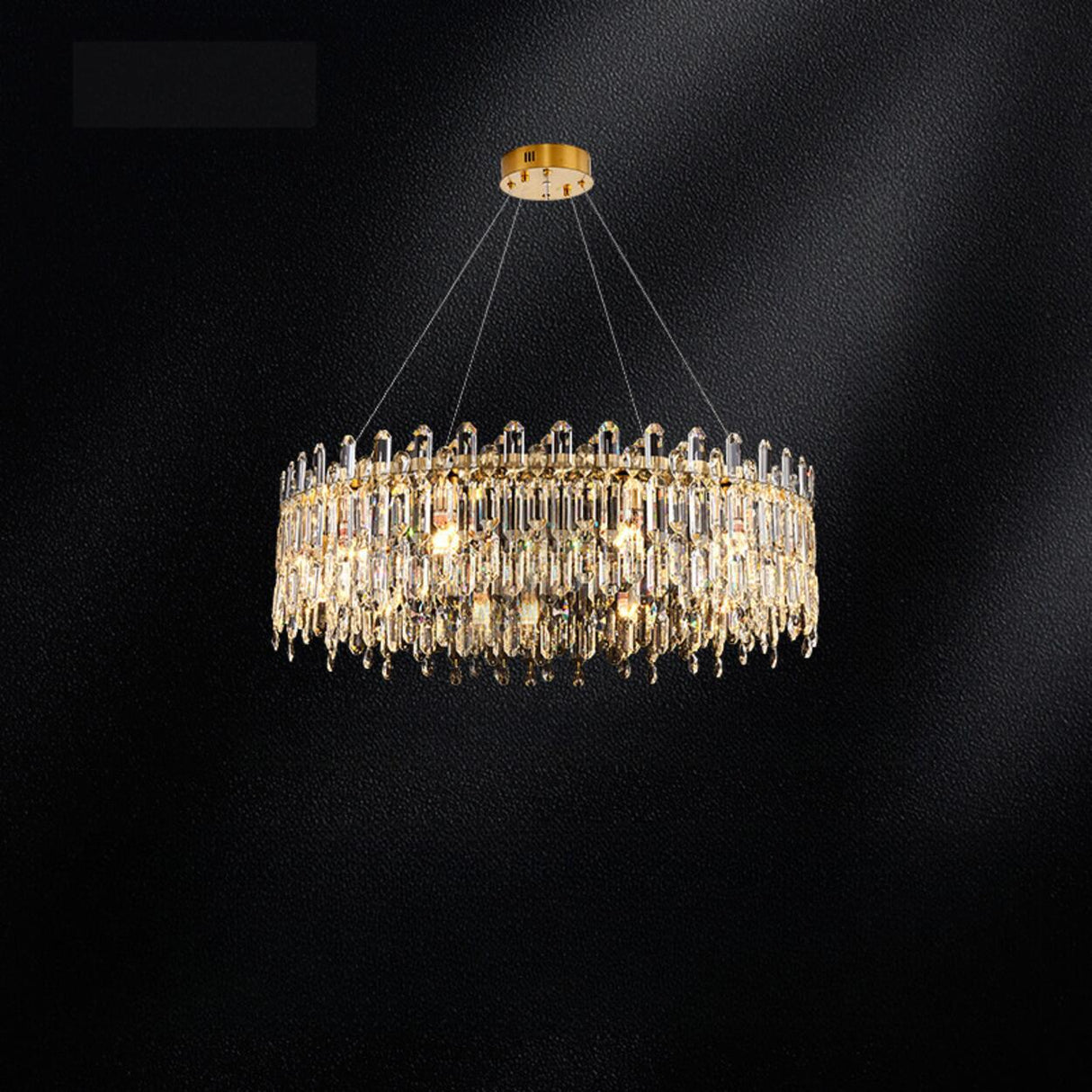 Modern Round Crystal Pendant Chandelier Adjustable Height Image - 8