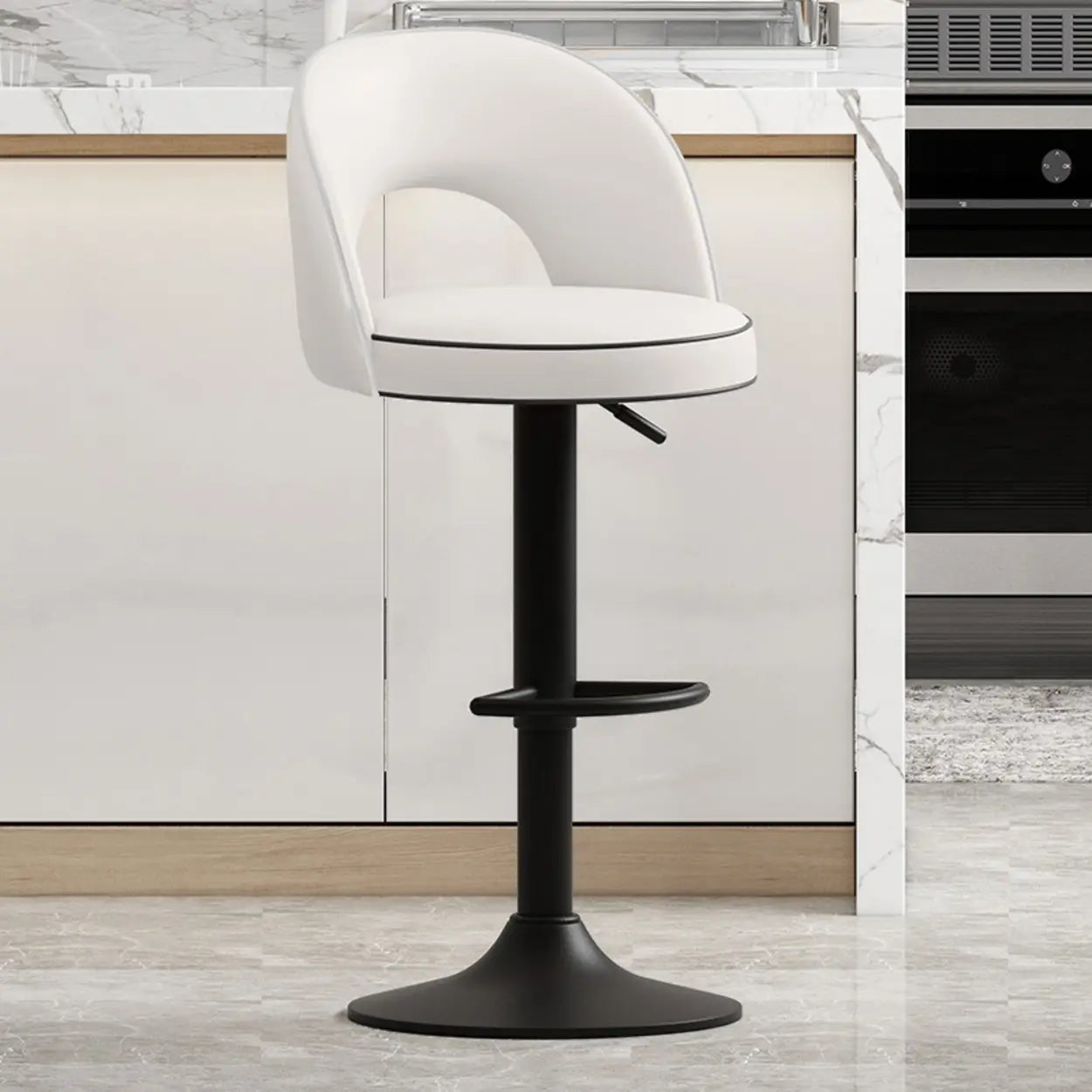 Modern Round Dark Brown Adjustable Height Swivel Bar Stool Image - 13