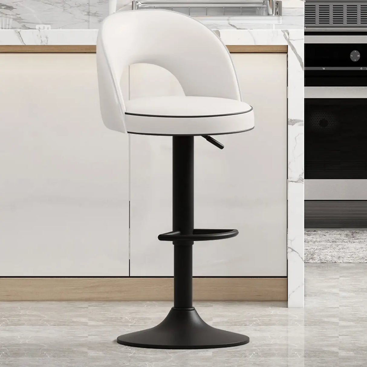 Modern Round Dark Brown Adjustable Height Swivel Bar Stool Image - 13