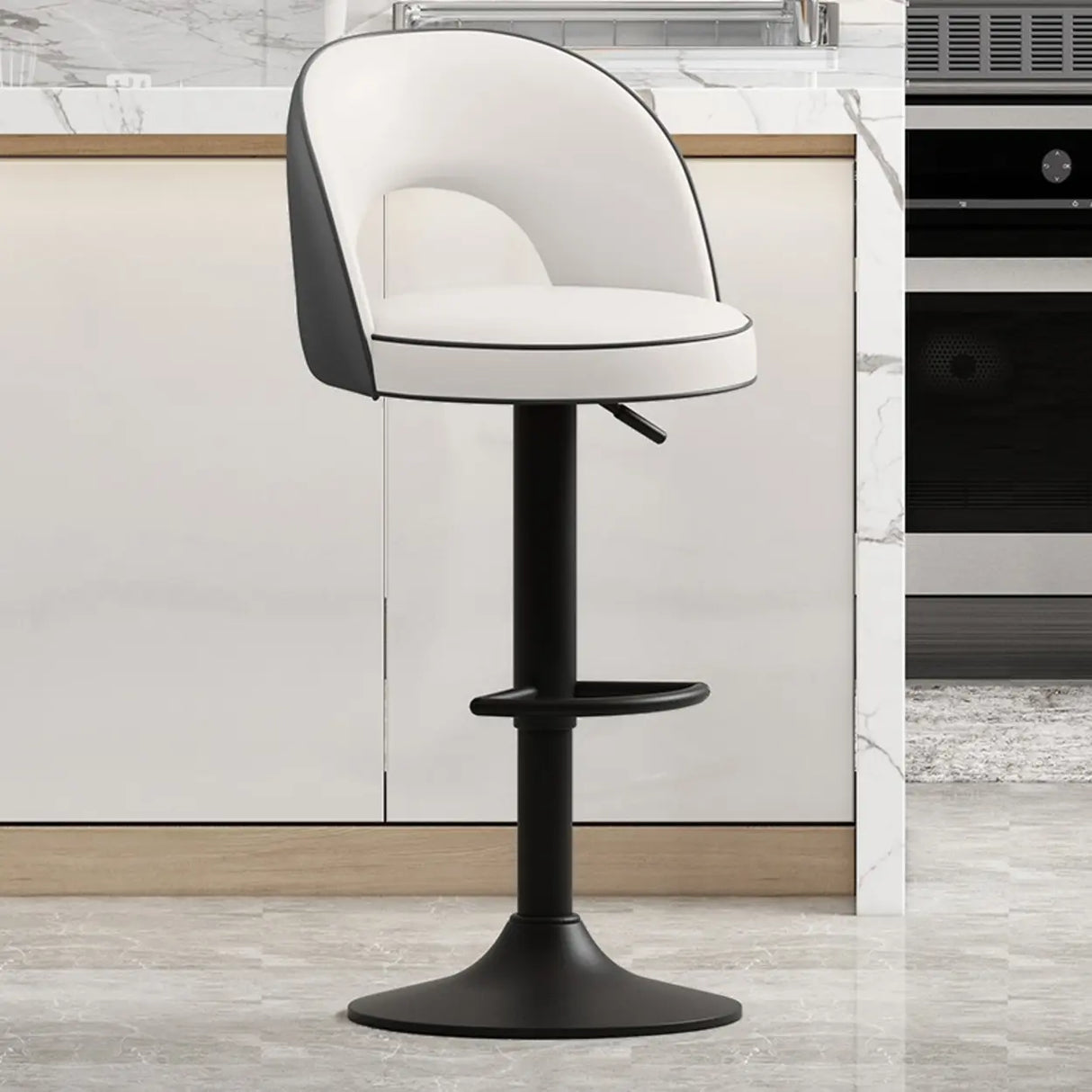 Modern Round Dark Brown Adjustable Height Swivel Bar Stool Image - 15