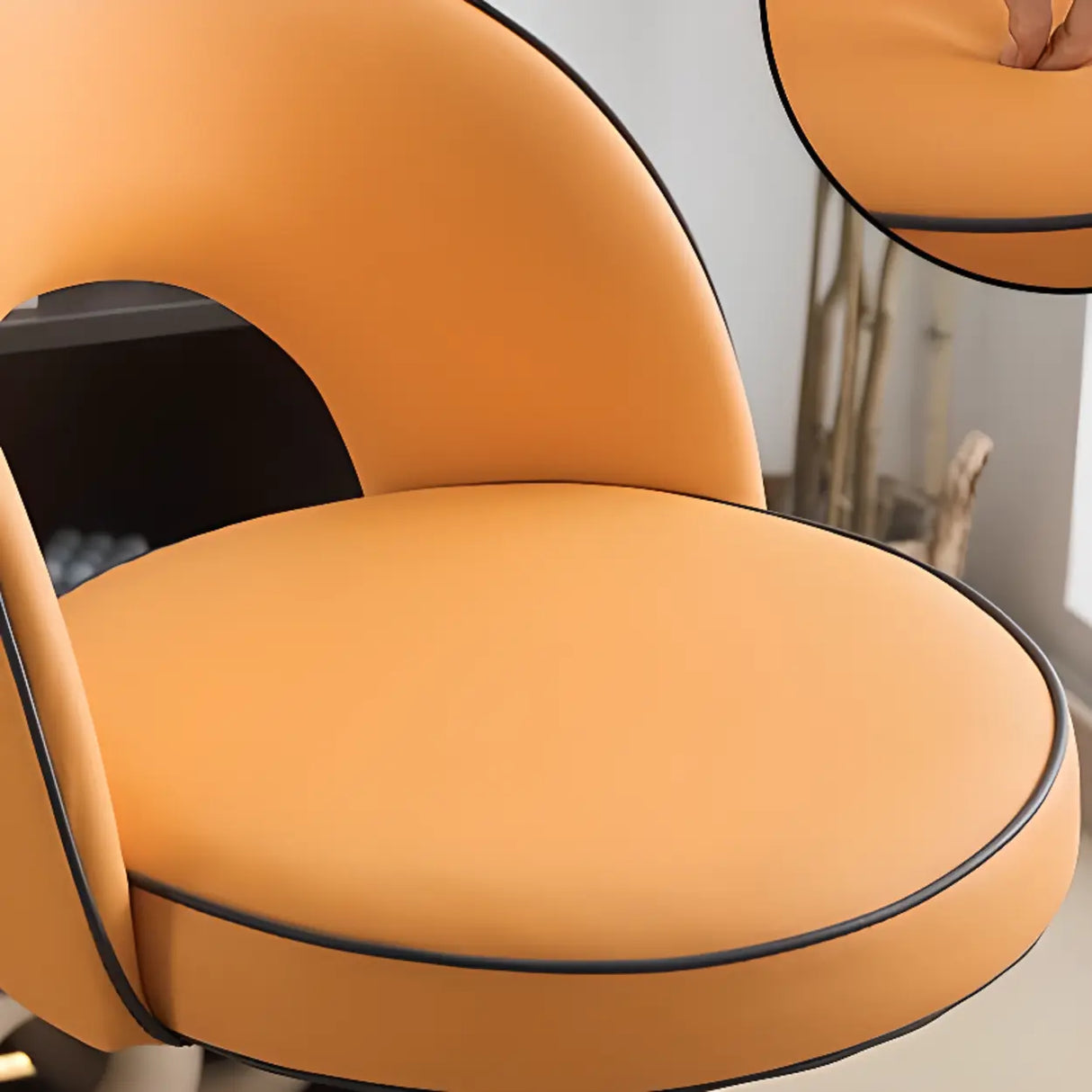 Modern Round Dark Brown Adjustable Height Swivel Bar Stool Image - 16