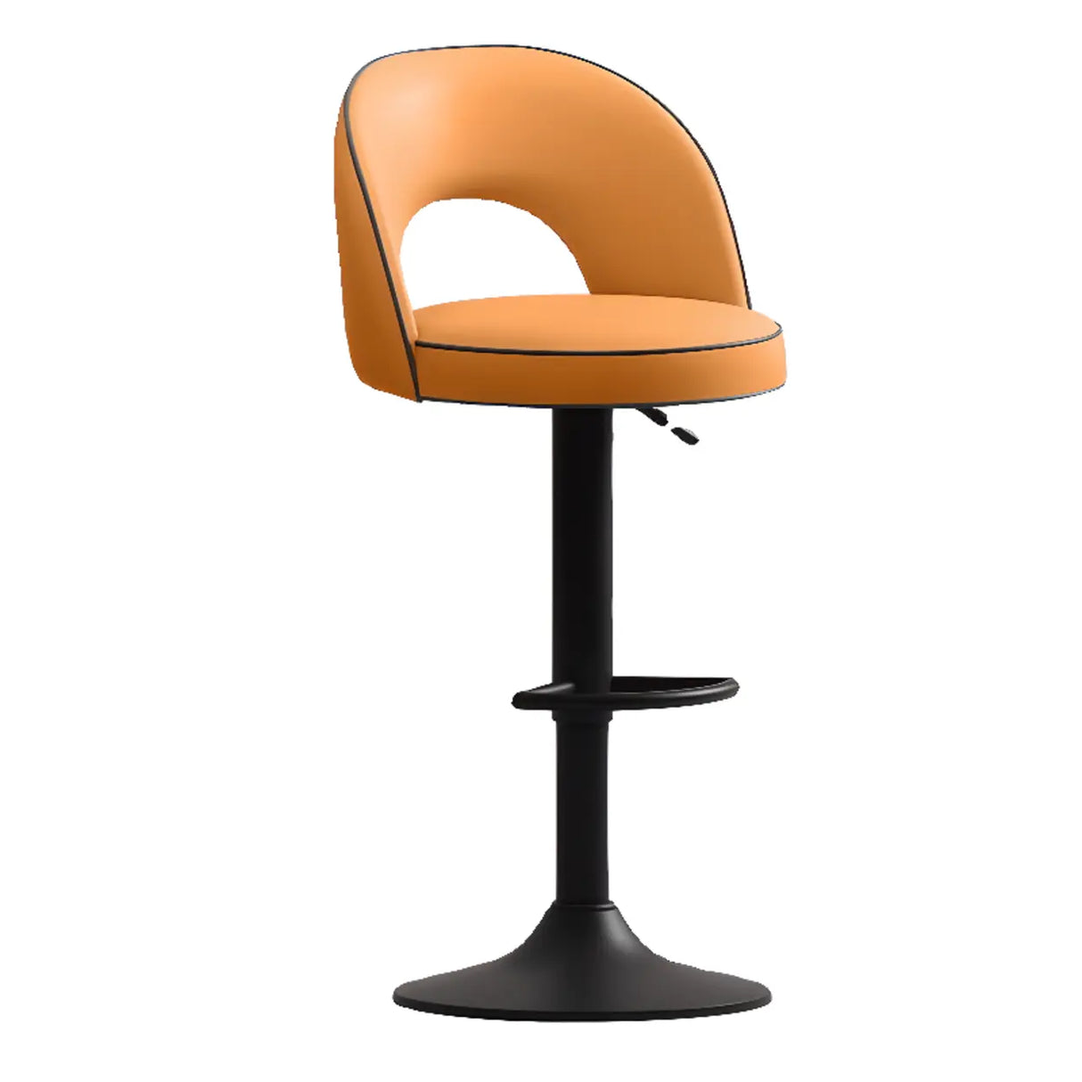 Modern Round Dark Brown Adjustable Height Swivel Bar Stool Image - 9