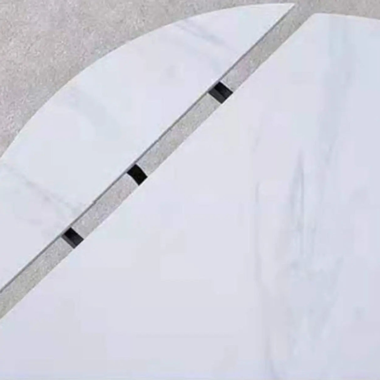 Modern Round Dining Table Stone Grey Self-Storing Leaf Image - 5