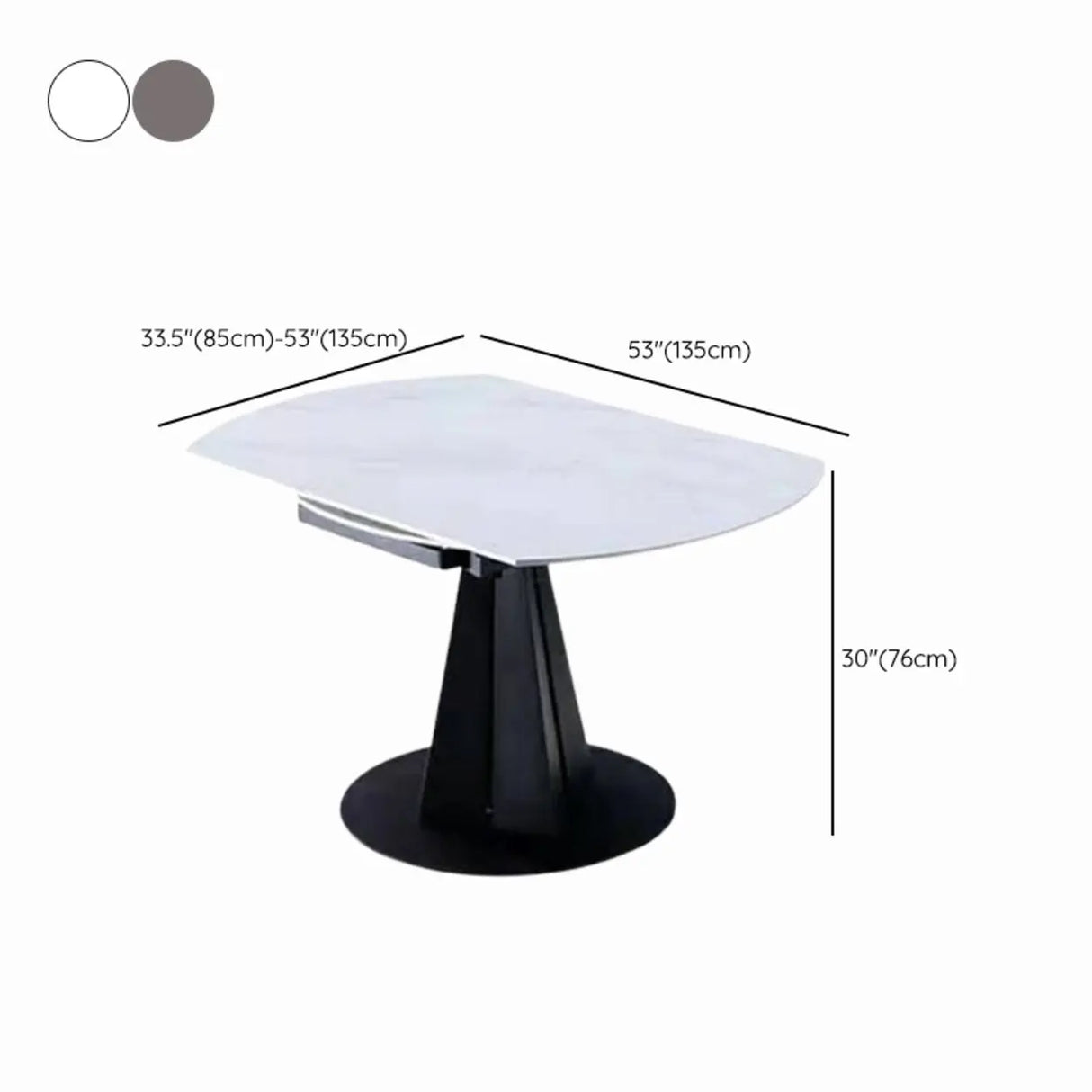 Modern Round Dining Table Stone Grey Self-Storing Leaf Image - 9