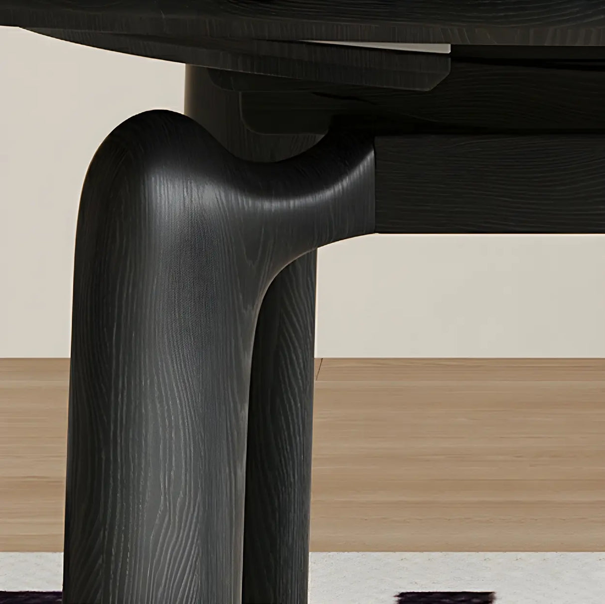 Modern Round Dining Table Stone White and Black Extendable Image - 6