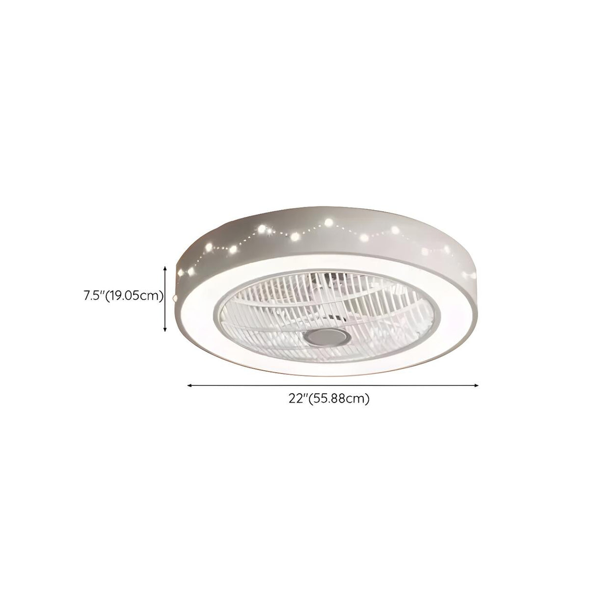 Modern Round Flush Bladeless Ceiling Fan with LED Light