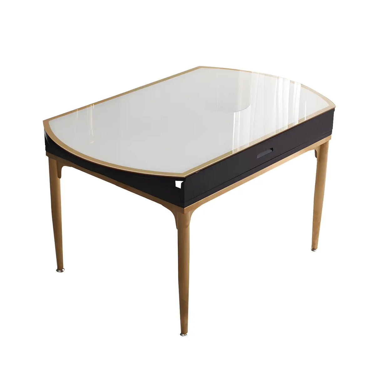 Modern Round Glass Dining Table White with Drop Leaf Image - 6