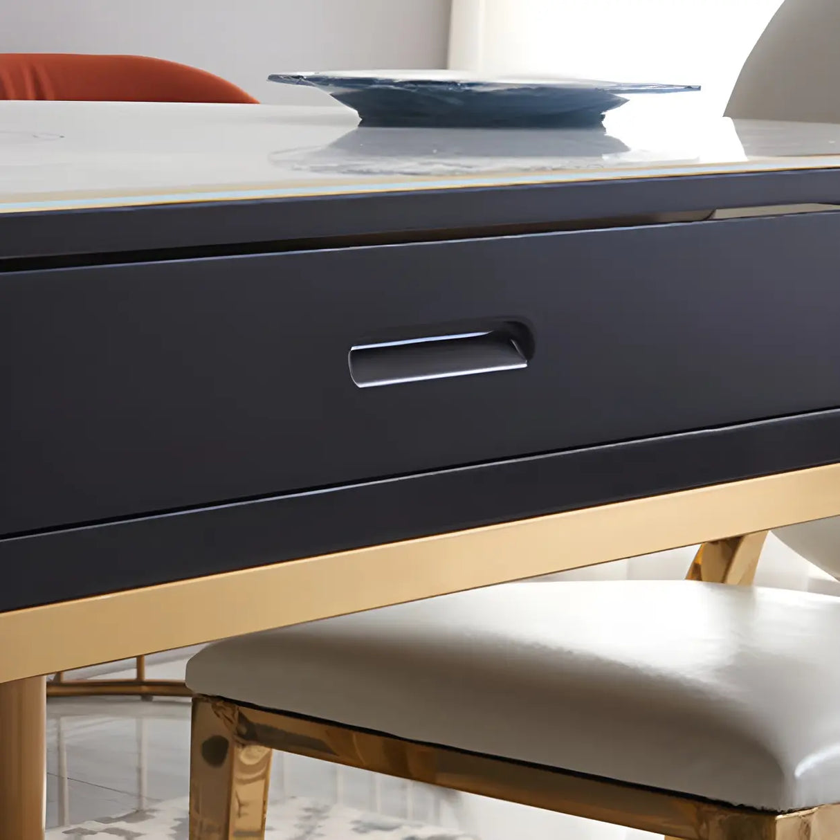 Modern Round Glass Dining Table White with Drop Leaf Image - 9