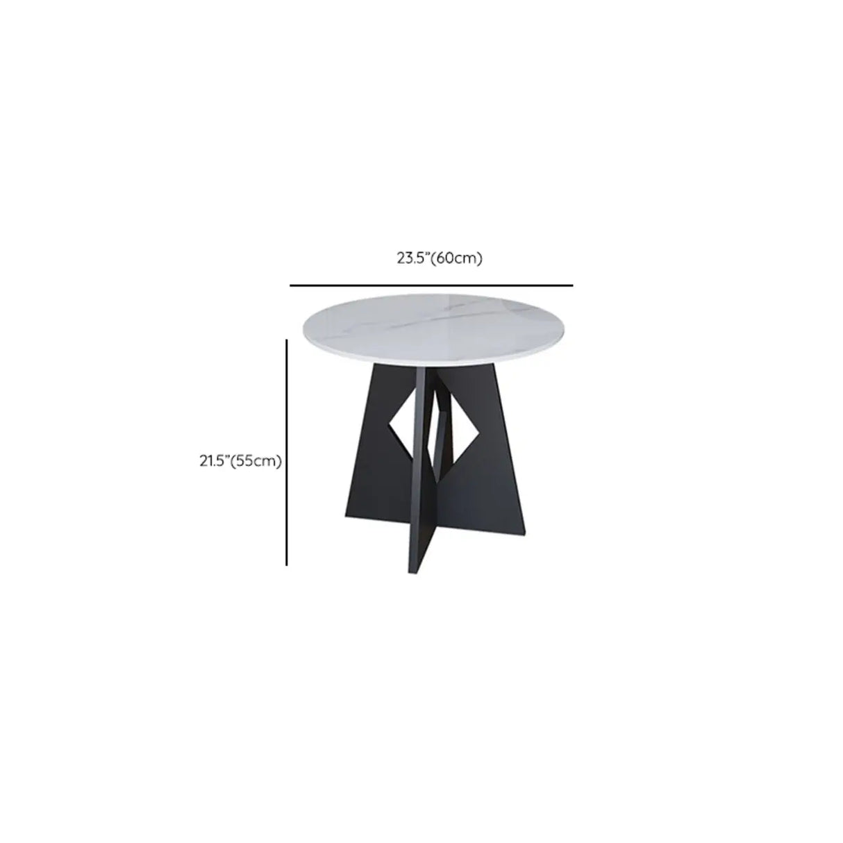 Modern Round Glass Side Table with Geometric Metal Base Image - 13
