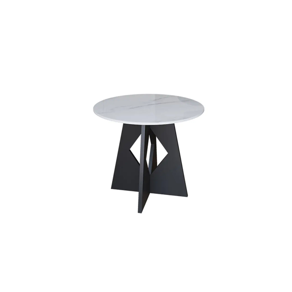 Modern Round Glass Side Table with Geometric Metal Base Image - 5
