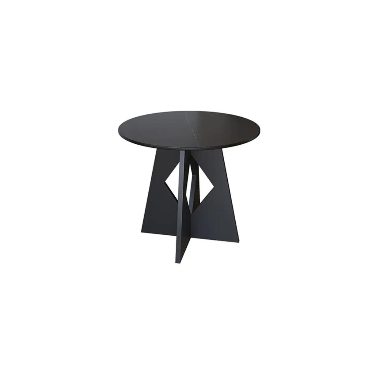 Modern Round Glass Side Table with Geometric Metal Base Image - 7
