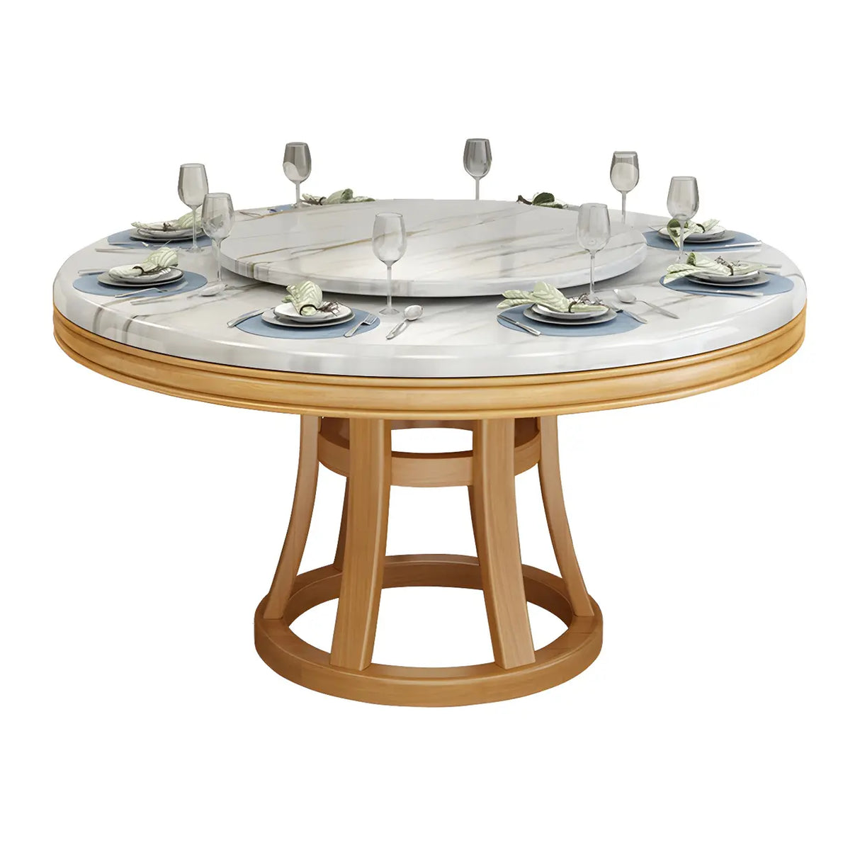 Modern Round Grey Marble Scratch Resistant Dining Table Image - 6